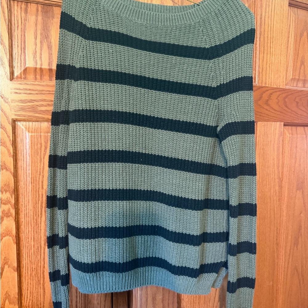 Express Striped Green and Black Women's Sweater